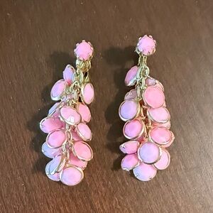 Hong Kong Pink Cluster Drop (2”) Earrings 1950’s - 60’s